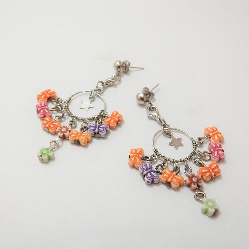 FLOWER SILVER CIRCLE EARRINGS NECKLACES GIRL WOMEN